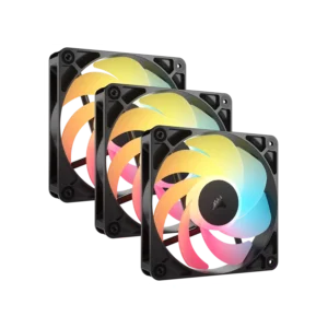 Kit de ventiladores CORSAIR flujo invertido RS120-R ARGB de 120 mm x3 negro