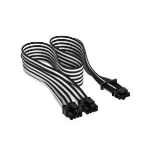 Cable con fundas individuales PCIe Gen 5 12V-2x6 de 600 W y 12 4 patillas con funda individual, Type 4, BLANCO/NEGRO